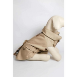 Oxford Classic beige wool-lined trencz dla psa with plaid trim and adjustable belt for stylish outdoor use