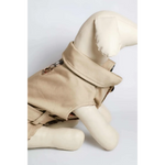 Beige oxford classic trencz dla psa wool-lined trench coat vest with collar and adjustable straps for dogs