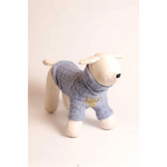 Soft light blue knitted wool sweater with wywijany golf and gold embroidery for psa pet fashion etoile