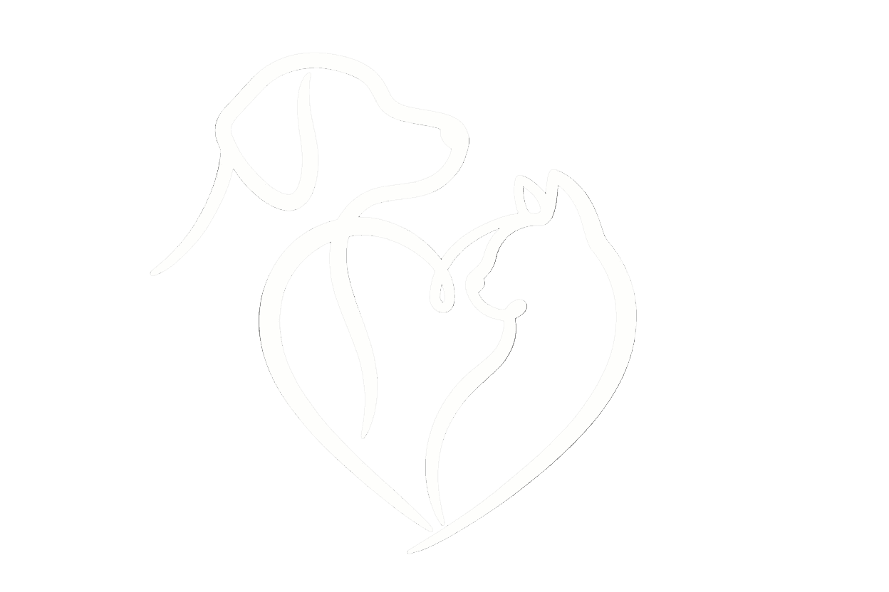 Outline of a dog and cat forming a heart shape, symbolizing love for pets.
