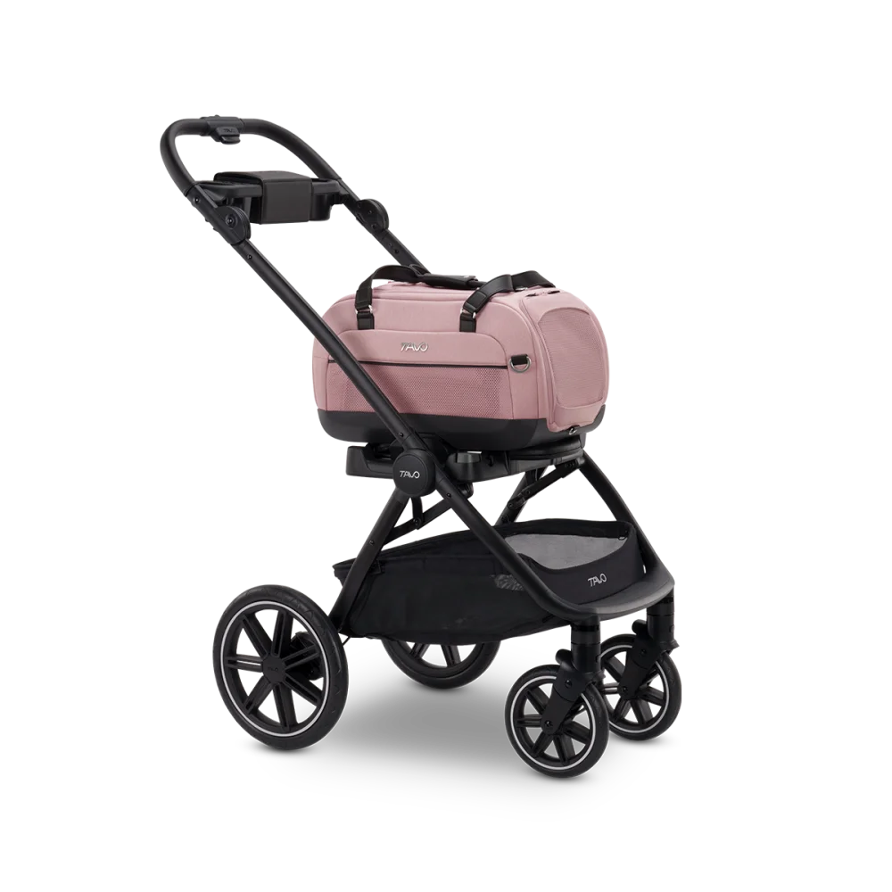 Dupaire ii sakura transporter lotniczy z isofix do 9 kg różowa torba z siateczkowym materiałem i czarnymi akcentami