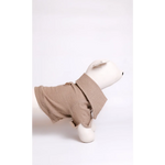 Beige textured knit lniana koszula for dogs with collar and button detail ideal for cieplejsze dni