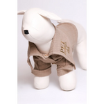 Beige lniana koszula dla psa figo with gold embroidered branding ideal for cieplejsze dni
