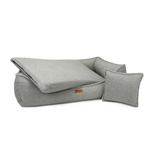 Legowisko belluno boucle light grey to szare pluszowe legowisko dla psa z miękką tkaniną boucle i dopasowaną poduszką