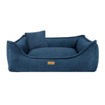 Navy blue corduroy dog bed with matching pillow legowisko milano navy for comfortable pet rest