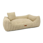 Beżowe legowisko Palermo beige z materiału sztruksowego z dopasowaną poduszką dla zwierząt