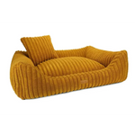 Legowisko palermo mustard to ciepłe musztardowe legowisko z corduroy z pasującą poduszką dla zwierząt