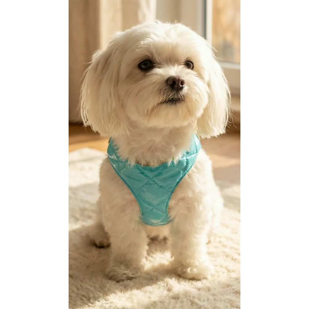 Turquoise quilted silky paw szelki dla psa with soft padded design ideal for adjustable obwód szyi comfort