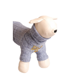Blue knitted woolen pet sweater with a wywijany golf turtleneck and gold embroidery dla psa pet fashion etoile