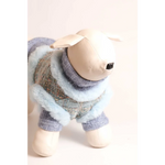 A plush sheep figurine in a blue woolen pet fashion etoile sweterek wełniany z golfem dla psa with wywijany golf
