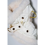 White quilted bezuciskowe szelki with faux fur trim and gold-tone hardware from zestaw 2w1 dla psa kremowy