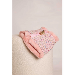 Pink tweed mini skirt with fluffy pink faux fur trim and gold tone clasp in zestaw 2w1 dla psa różowy